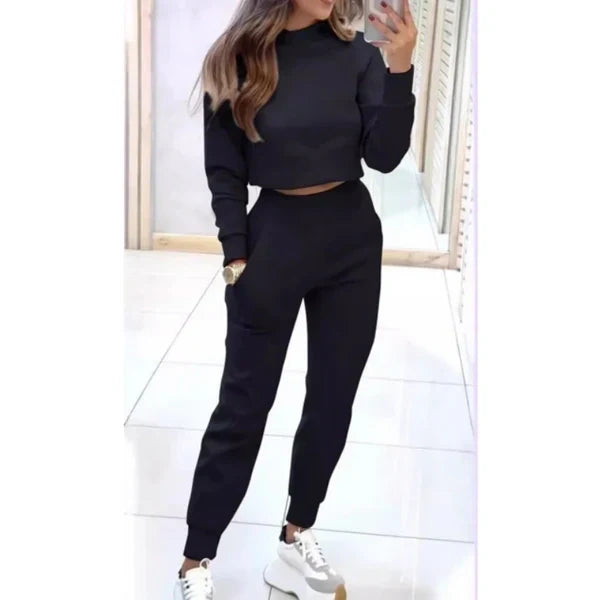 🙋‍♀️Tricou de damă cu mâneci scurte și pantaloni cu manșete în 2 bucăți