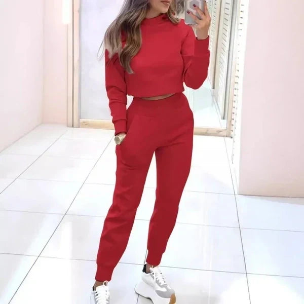 🙋‍♀️Tricou de damă cu mâneci scurte și pantaloni cu manșete în 2 bucăți