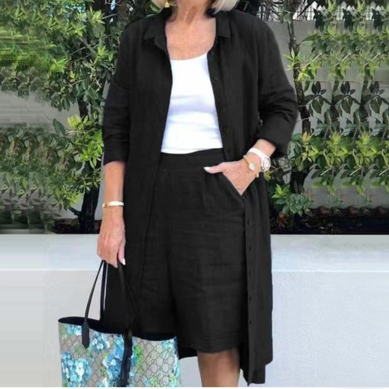 Doamnelor Culoare Solidă Jachetă Cămașă Pantaloni Drepți Costum Casual