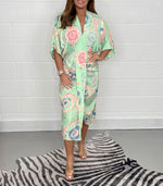 Încarcă imaginea în vizualizatorul Galerie, Rochie midi kimono imprimată din mătase
