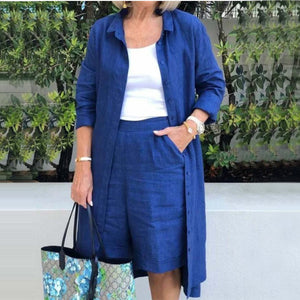 Doamnelor Culoare Solidă Jachetă Cămașă Pantaloni Drepți Costum Casual