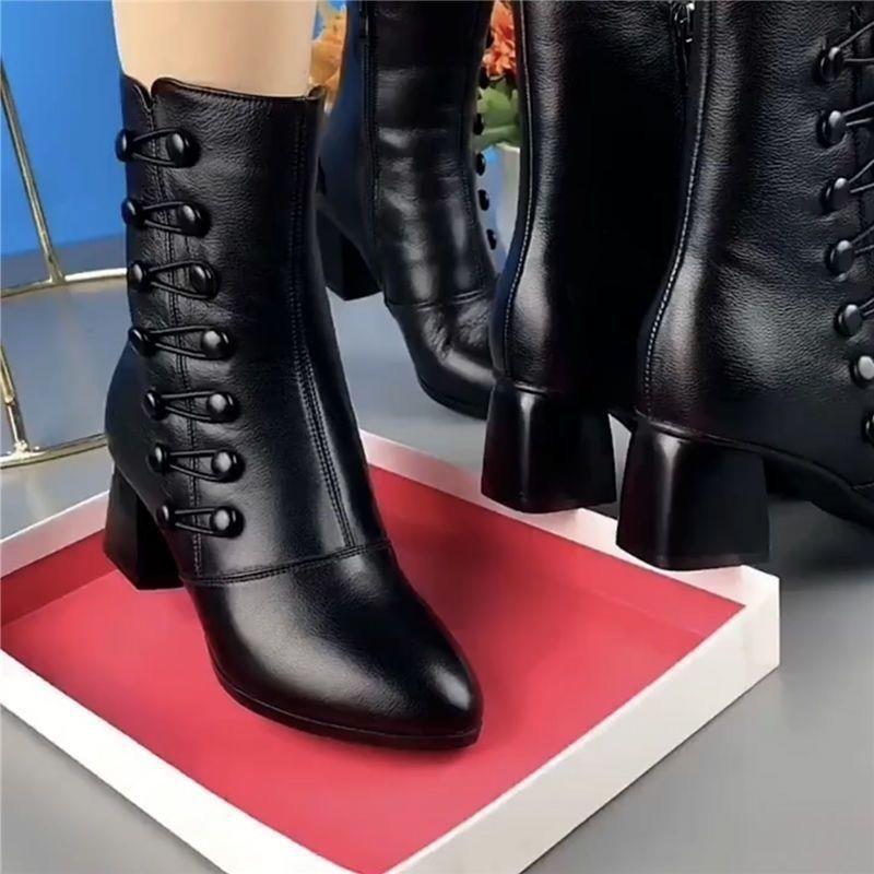 Pantofi din bumbac cu tub mijlociu, cizme de damă cu talpă moale, la modă caldă