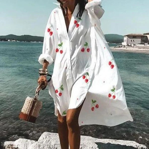 Rochie cu imprimeu cămașă din bumbac