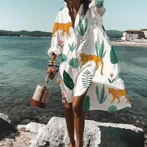 Rochie cu imprimeu cămașă din bumbac