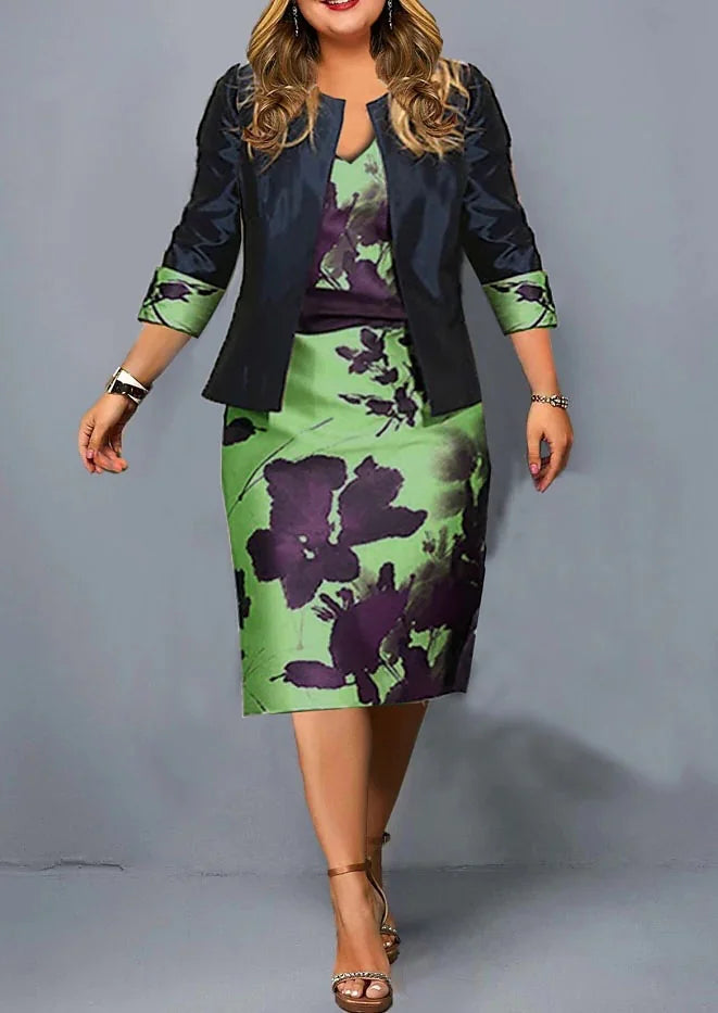 Cardigan cu maneca lunga si rochie paisley